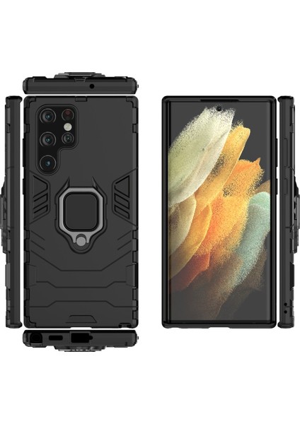 Galaxy S22 Ultra 5g Için Sert Pc + Yumuşak Tpu Tutma Halkalı Darbeye Dayanıklı Telefon Kılıfı (Yurt Dışından) indirimleri