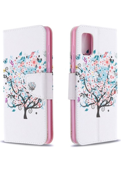 Galaxy A31 Için Desenli Baskılı Cüzdan Işlevli Stand Kapaklı Pu Deri Telefon Kılıfı (Yurt Dışından)