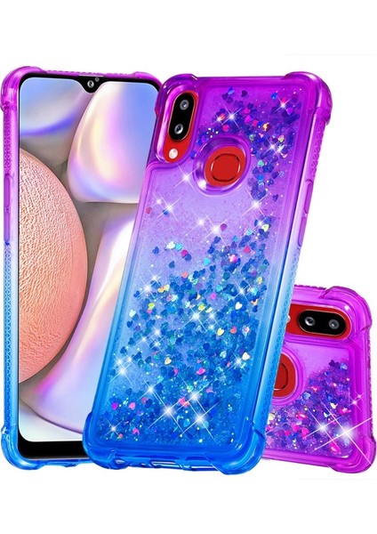 Galaxy A10S Için Gradyan Renkli Parıltılı Dört Köşe Korumalı Tpu Telefon Kılıfı (Yurt Dışından)