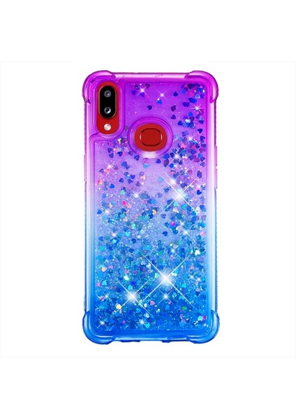 Galaxy A10S Için Gradyan Renkli Parıltılı Dört Köşe Korumalı Tpu Telefon Kılıfı (Yurt Dışından)