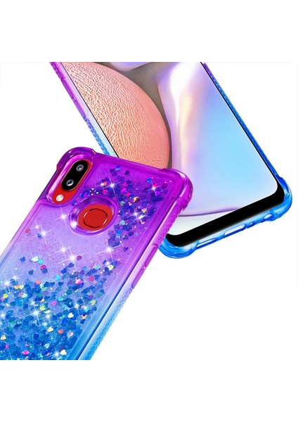 Galaxy A10S Için Gradyan Renkli Parıltılı Dört Köşe Korumalı Tpu Telefon Kılıfı (Yurt Dışından)