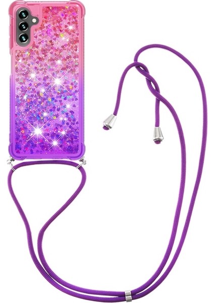 Galaxy A13 5g Için Quicksand Gradyan Renkli Parıltılı Kordonlu Tpu Telefon Kılıfı (Yurt Dışından)