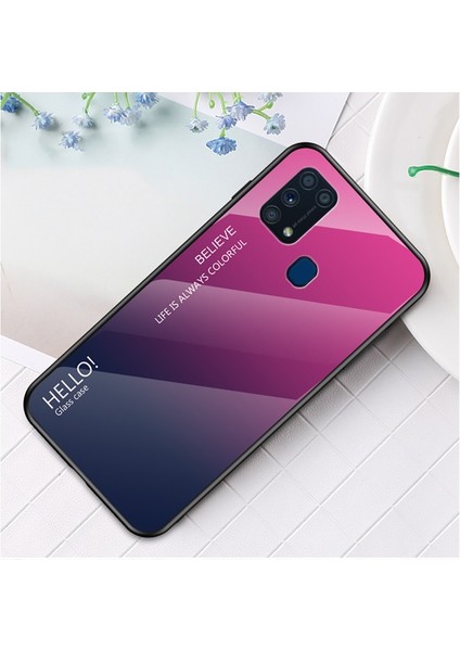 Galaxy M31 Için Gradyan Renkli Temperli Cam + Pc + Tpu Telefon Kılıfı (Yurt Dışından)