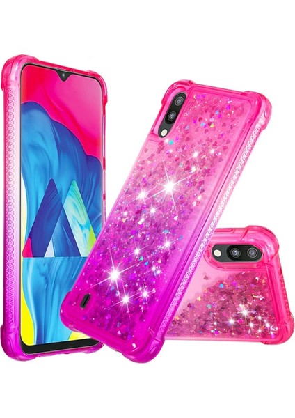 Galaxy M10 / A10 Için Gradyan Renkli Parıltılı Dört Köşe Korumalı Tpu Telefon Kılıfı (Yurt Dışından)