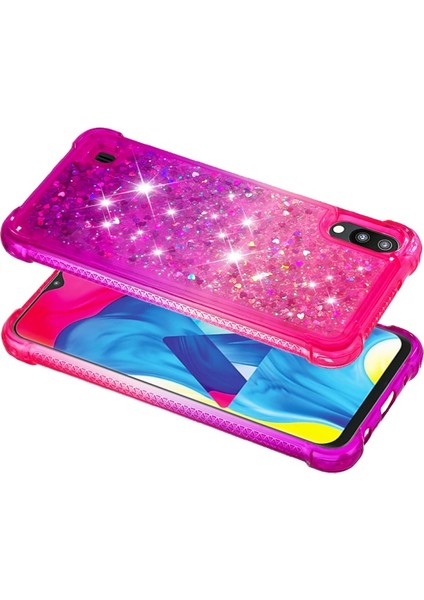 Galaxy M10 / A10 Için Gradyan Renkli Parıltılı Dört Köşe Korumalı Tpu Telefon Kılıfı (Yurt Dışından)