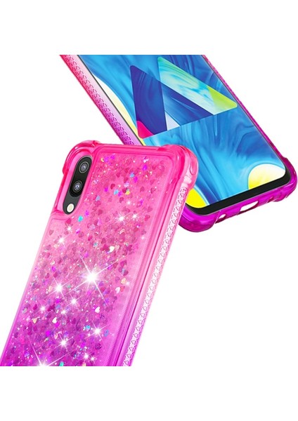Galaxy M10 / A10 Için Gradyan Renkli Parıltılı Dört Köşe Korumalı Tpu Telefon Kılıfı (Yurt Dışından)