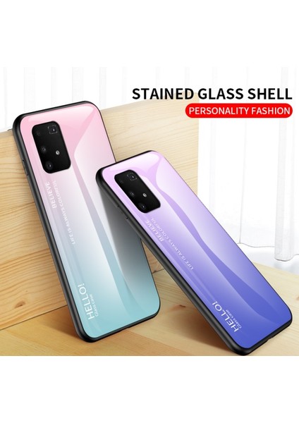 Galaxy A91 / S10 Lite Için Gradyan Renkli Temperli Cam + Pc + Tpu Telefon Kılıfı (Yurt Dışından)