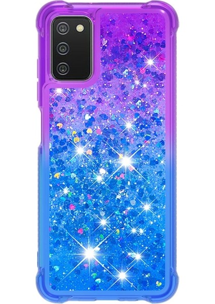 Galaxy A03S Için Gradyan Renkli Parıltılı Dört Köşe Korumalı Kordonlu Tpu Telefon Kılıfı (Yurt Dışından)