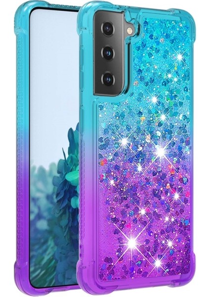Galaxy S21 + 5g Için Gradyan Renkli Parıltılı Dört Köşe Korumalı Tpu Telefon Kılıfı (Yurt Dışından) modelleri