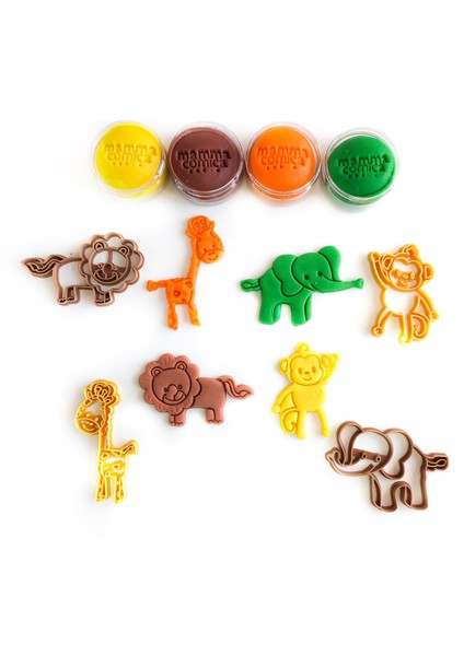 Ahşap Oklava Hediyeli-Sevimli Orman Hayvanları Oyun Hamuru Seti