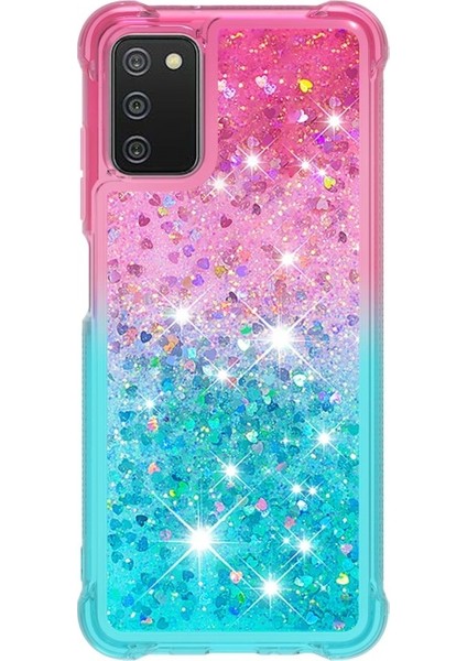 Galaxy A03S Için Gradyan Renkli Parıltılı Dört Köşe Korumalı Kordonlu Tpu Telefon Kılıfı (Yurt Dışından)