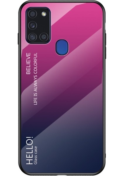 Galaxy A21S Için Gradyan Renkli Temperli Cam + Pc + Tpu Telefon Kılıfı (Yurt Dışından)