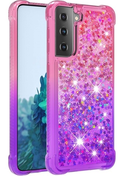 Galaxy S21 + 5g Için Gradyan Renkli Parıltılı Dört Köşe Korumalı Tpu Telefon Kılıfı (Yurt Dışından) modelleri