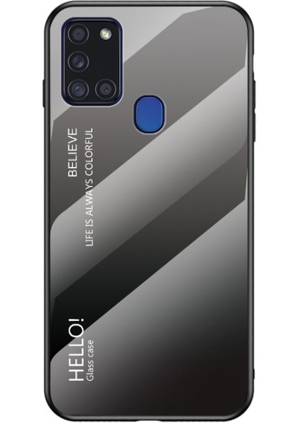 Galaxy A21S Için Gradyan Renkli Temperli Cam + Pc + Tpu Telefon Kılıfı (Yurt Dışından)
