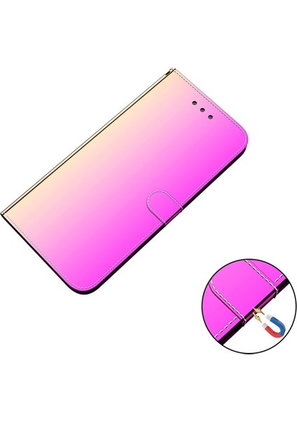 Samsung Galaxy A52 4g / 5g Ile Uyumlu Ayna Yüzey Cüzdan Tasarımlı Deri Kılıf - Pembe (Yurt Dışından)