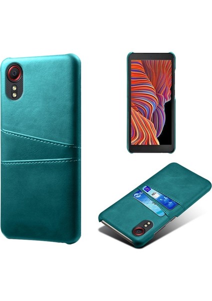 Galaxy Xcover 5 Için Pu Deri Kaplamalı Sert Pc Çift Kart Yuvalı Telefon Kılıfı - Koyu Pembe(Yurt Dışından)