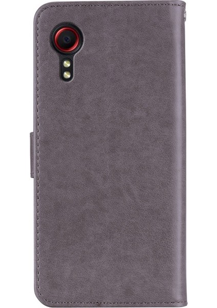 Galaxy Xcover 5 Için Baykuş ve Çiçek Baskılı Deri Cüzdan Tasarımlı Standlı Telefon Kılıfı - Gri fırsatları