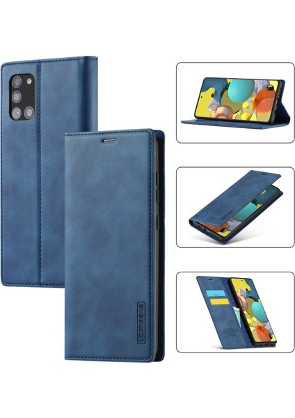 Galaxy A51 Sm - A515 / M40S Için Lc Deri Cüzdan Standlı Telefon Kılıfı - Mavi