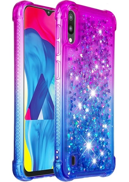Galaxy M10 / A10 Için Gradyan Renkli Parıltılı Dört Köşe Korumalı Tpu Telefon Kılıfı modelleri
