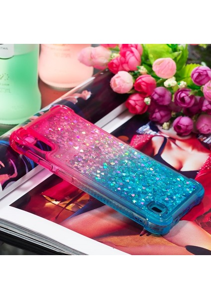 Galaxy M10 / A10 Için Gradyan Renkli Parıltılı Dört Köşe Korumalı Tpu Telefon Kılıfı
