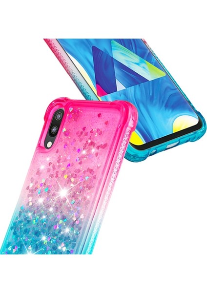 Galaxy M10 / A10 Için Gradyan Renkli Parıltılı Dört Köşe Korumalı Tpu Telefon Kılıfı