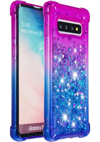 Galaxy S10 Için Gradyan Renkli Parıltılı Dört Köşe Korumalı Tpu Telefon Kılıfı modelleri