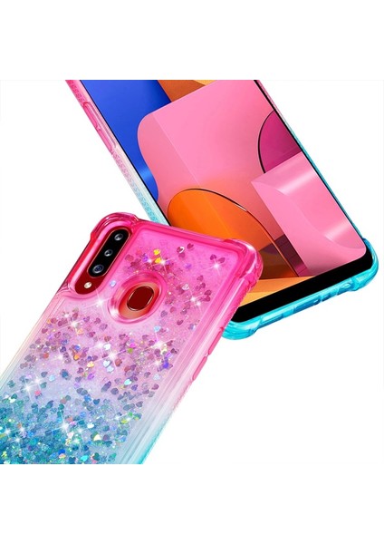 Galaxy A20S Için Gradyan Renkli Parıltılı Dört Köşe Korumalı Tpu Telefon Kılıfı(Yurt Dışından) fırsatları