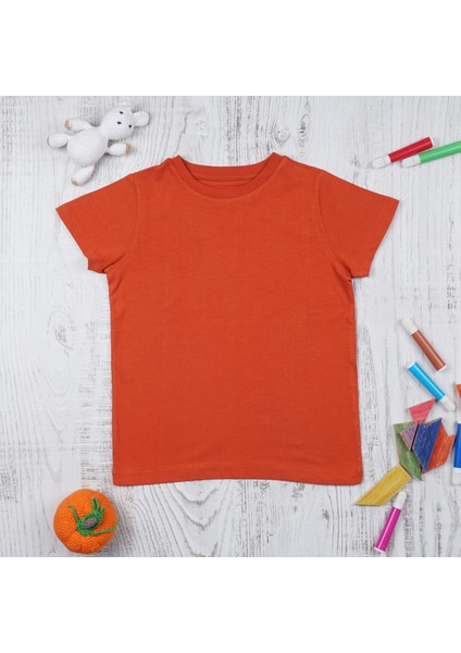 Organik Erkek Çocuk Kısa Kollu T-Shirt - Kiremit