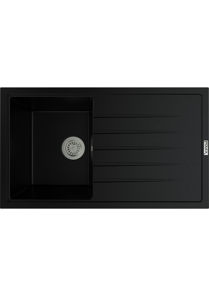 Cristalüx Granit Evye P-03 Siyah Tezgah Altı Ve Tezgah Üstü Mutfak Evyesi 85x49,5cm