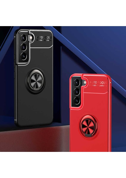 Samsung Galaxy S22 Plus Uyumlu Kılıf Autofocus Shockprof Ravel Yüzüklü Standlı Slikon Kapak Siyah modelleri
