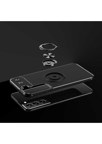 Samsung Galaxy S22 Plus Uyumlu Kılıf Autofocus Shockprof Ravel Yüzüklü Standlı Slikon Kapak Siyah - Rose Gold indirimleri
