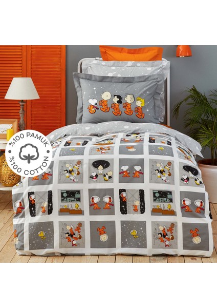by Karaca Home Snoopy Space Tek Kişilik %100 Pamuk Nevresim Takımı