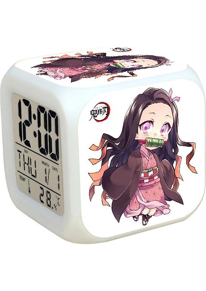 demon Slayer Kamado Nezuko Renkli Termometre Parlayan Küp Çalar Saat Tembel Erteleme Öğrenci Çalar Saat Dıy (Yurt Dışından)