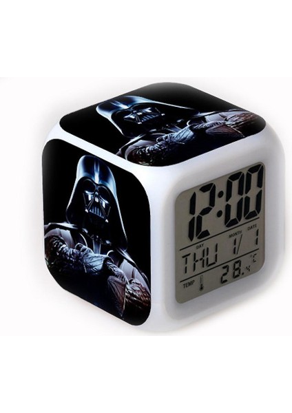 star Wars Darth Vader Çalar Saat Renk Değiştirme Renkli Çalar Saat Kare Saat (Yurt Dışından)