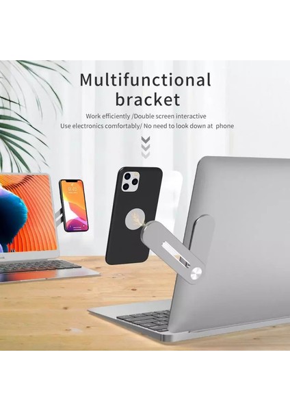Sanlindouayarlanabilir Telefon Standı Tutucu Çoklu Ekran Desteği Dizüstü Yan Dağı Connect Cep Telefonu Braketi Monitör Ekran Klip G | Dizüstü Standı (Gümüş) (Yurt Dışından)