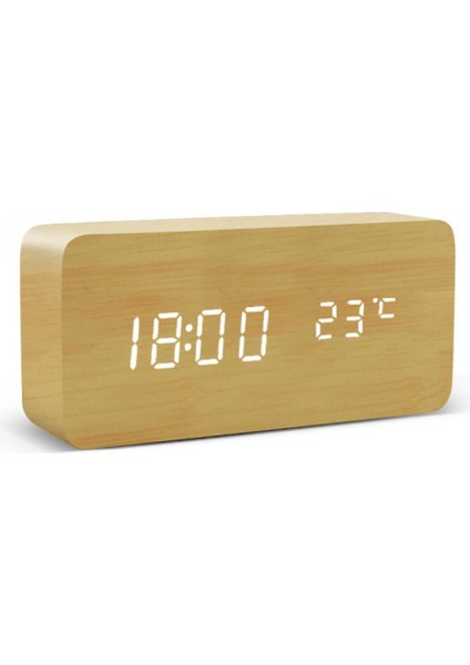 led Çalar Saat Ahşap Izle Masa Ses Kontrolü Dijital Ahşap Despertador Usb / Aaa Powered Elektronik Masaüstü Saatler (Bambu Ahşap) (Yurt Dışından)