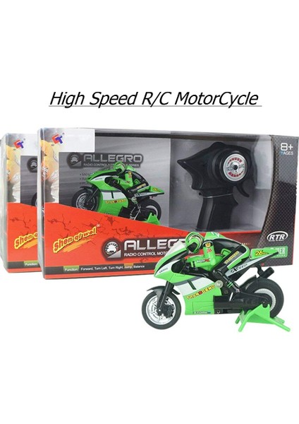 kalite Motor Rc Motosiklet Elektrikli Yüksek Hızlı Nitro Uzaktan Kumanda Araba Şarjı 2.4 Ghz Yarış Moto Bisiklet Erkek Oyuncak Hediye (Yeşil) (Yurt Dışından)