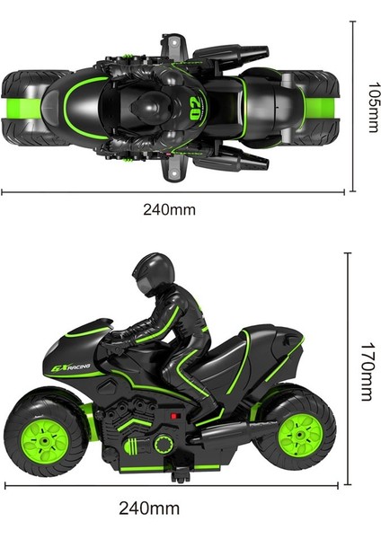 Motosiklet Radyo Uzaktan Kumandalı Oyuncak Arabalar Sürüklenme Yüksek Hızlı Motosiklet Model Kiti Çocuklar Için Stunt (Yeşil) (Yurt Dışından)