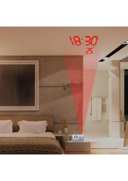 Projeksiyon Çalar Saat Usb Şarj Snooze Çift Alarm Arka Işık Masası Saati (Yurt Dışından)