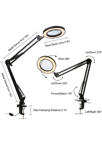 Aydınlatma 8X Büyüteç Usb 72 Led Masa Lambası Lehimleme Demir Onarım / Cilt Bakımı Güzellik Aracı 3 Modu Kısılabilir | Büyüteçler (Yurt Dışından)