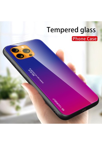Apple Iphone 13 Mini 5.4 Inç Uyumlu Degrade 9 H Temperli Cam + Tpu Aşınmaya Dayanıklı Hibrit Telefon Kılıfı - Mavi /pembe (Yurt Dışından)