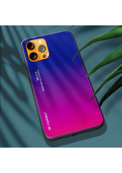 Apple Iphone 13 Mini 5.4 Inç Uyumlu Degrade 9 H Temperli Cam + Tpu Aşınmaya Dayanıklı Hibrit Telefon Kılıfı - Mavi /pembe (Yurt Dışından)