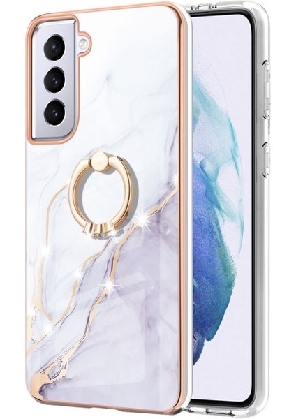 Samsung Galaxy S21 Için Dayanıklı Mermer Desen Baskılı Telefon Kılıfı (Yurt Dışından)