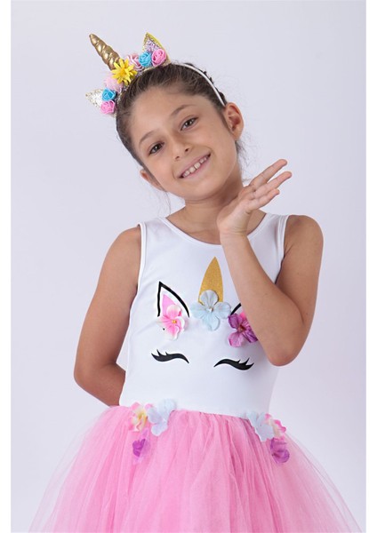 Unicorn - Kız - Çocuk - Abiye - Pudra - SBT1466