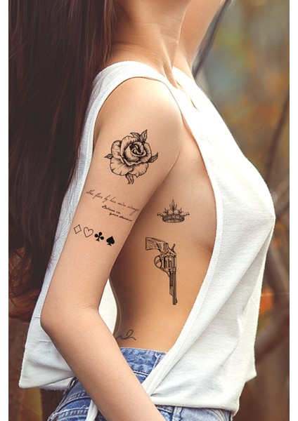 Revolver Çoklu Geçici Dövme Unisex Tattoo