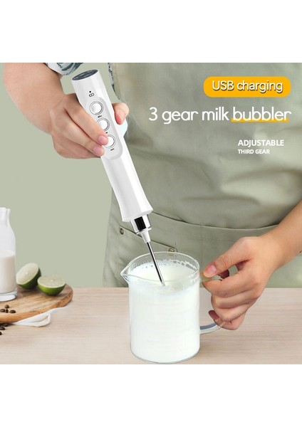 Beyaz Usb Elektrikli Süt Froother 3 Hızlar Cappuccino Kahve Foamer Çırpma Teli El Yumurta Çırpıcı Çikolatalı Latte Içecek Karıştırıcı | Yumurta Çırpıcı (Yurt Dışından)