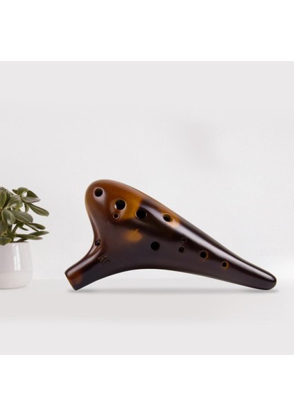 Ocarina 12 Delik Alto C Seramik Taşıma Çantası Müzik Kitabı Kayışı Kahverengi | Ocarina (Yurt Dışından)