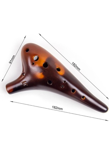 Ocarina 12 Delik Alto C Seramik Taşıma Çantası Müzik Kitabı Kayışı Kahverengi | Ocarina (Yurt Dışından)