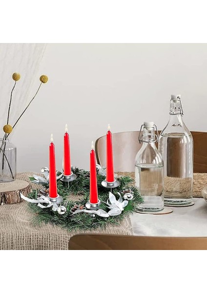 (Gümüş) Noel Çelenk Mumluklar 12 Inç Noel Advent Takvim Advent Çelenk Yüzük Mum Stand (Yurt Dışından)
