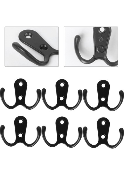 10 Adet 2 Pronged Ceket Kanca Duvara Monte 2 Delik Havlu Askısı Palto Şapka Giyim (Siyah) | Robe Hooks (Yurt Dışından)